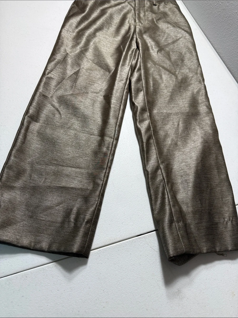 Kids Metallic Taupe Formal Dress Pants
